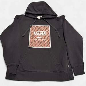 Vans Wild Boxed In Leopard Logo Pullover Hoodie Black Womens XS